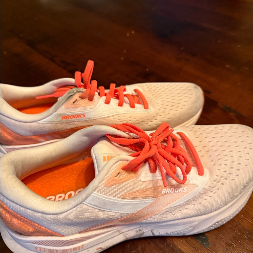 Brooks White and Coral Athletic Shoes